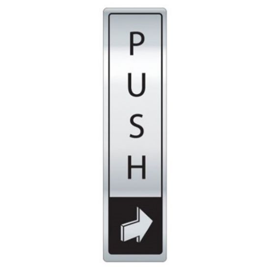 Push Door Sign S/A 43x178mm Black & Silver