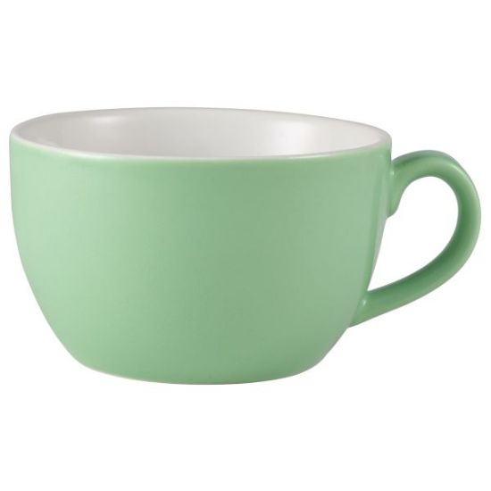 Genware Porcelain Bowl Shaped Coffee Cup Green 25cl 8.75oz (6)