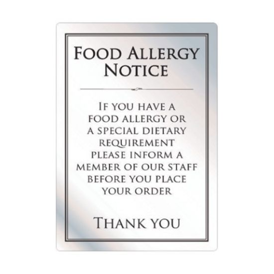Food Allergy Notice Brushed Silver 297x210mm
