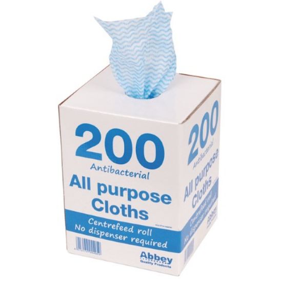 Abbey Antibacterial Cloths In Box Blue (Pack of 200)