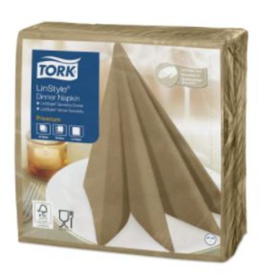 TORK LINSTYLE DINNER NAPKIN 4 FOLD 39CM BISCUIT (600)