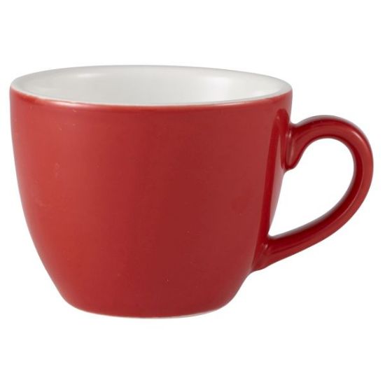 Genware Porcelain Red Bowl Shaped Cup 9cl 3oz (6)