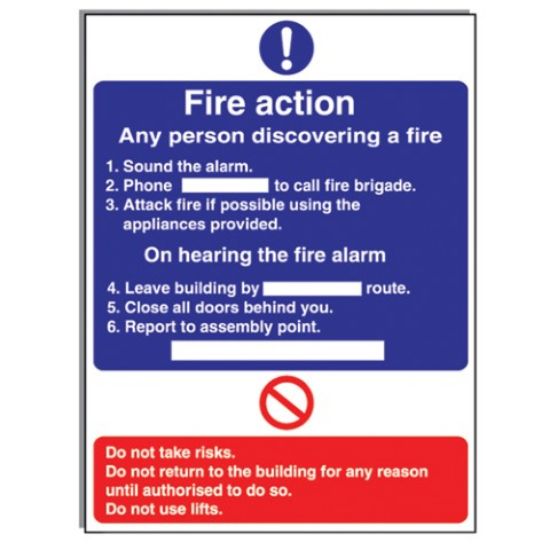 Fire Action Rigid 200x150mm
