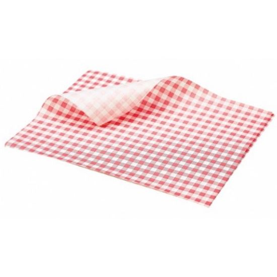 Gingham Print Greaseproof Paper 25x20cm Red (1000)