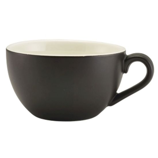 Genware Porcelain Matt Black Bowl Shaped Cup 34cl 12oz (6)