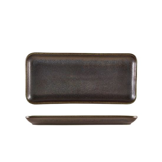Terra Porcelain Cinder Black Narrow Rectangular Platter 36 X 16.5cm (3)
