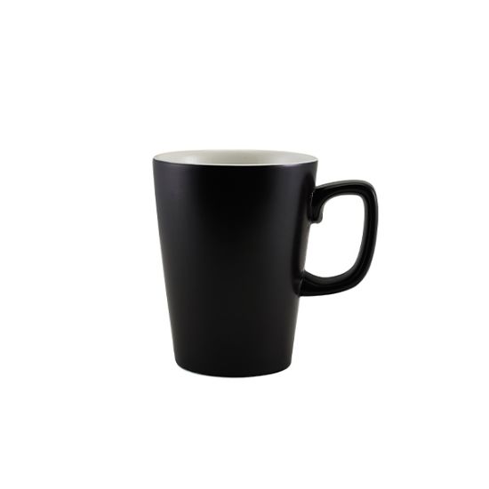 Genware Porcelain Matt Black Latte Mug 34cl 12oz (6)