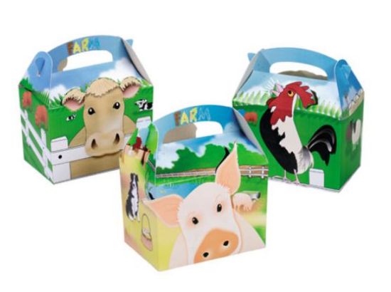 Childrens Compostable Kraft Meal Box Farmyard 152x100x102mm (250)