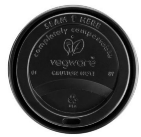 Vegware Cpla Hot Cup Lid Black 79mm Fits 8oz Cup 79 Series (Pack Of 50)