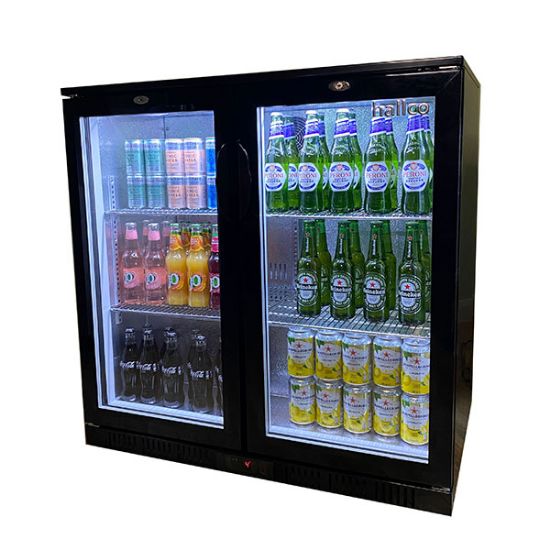 Hallco Double Hinged Door Bottle Cooler Black