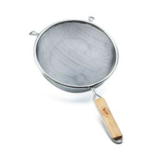 SINGLE FINE MESH STRAINER 20CM WITH WOODEN HANDLE