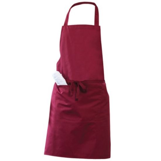 Bib Apron With Pocket 91cm Claret *p