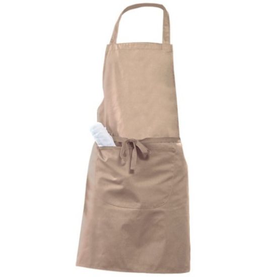 BIB APRON WITH POCKET 91cm BISCUIT