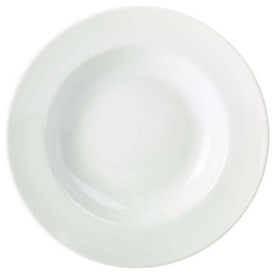 Genware Porcelain White Soup Plate/Pasta Dish 23cm 9" (6)
