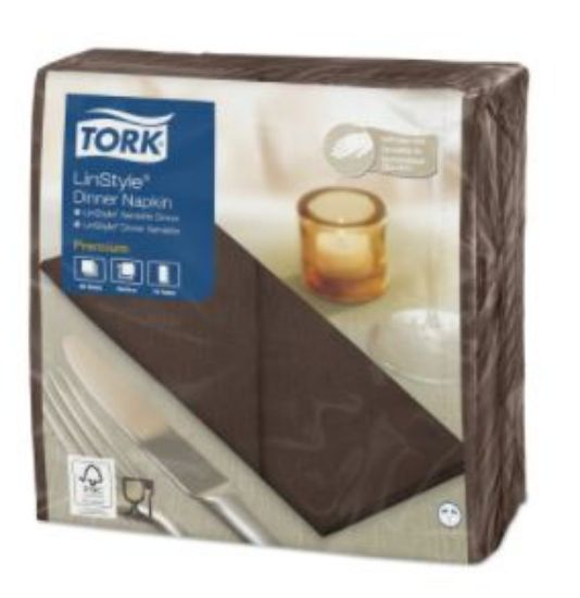 TORK LINSTYLE DINNER NAPKIN 8 FOLD 39CM COCOA (600)