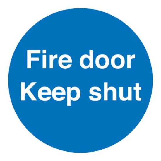 FIRE DOOR KEEP SHUT SIGN SELF ADHESIVE 100X100MM