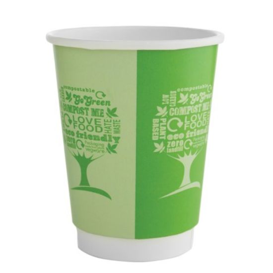 Vegware Green Tree Paper Double Wall Hot Cup 8oz - 79 Series (Case of 500)