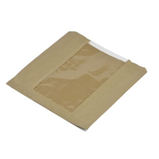 Vegware Kraft Bag With Window 8.5"x8.5" (Case Of 1000)