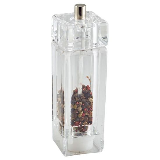 GENWARE SQUARE SALT/PEPPER GRINDER ACRYLIC 10CM