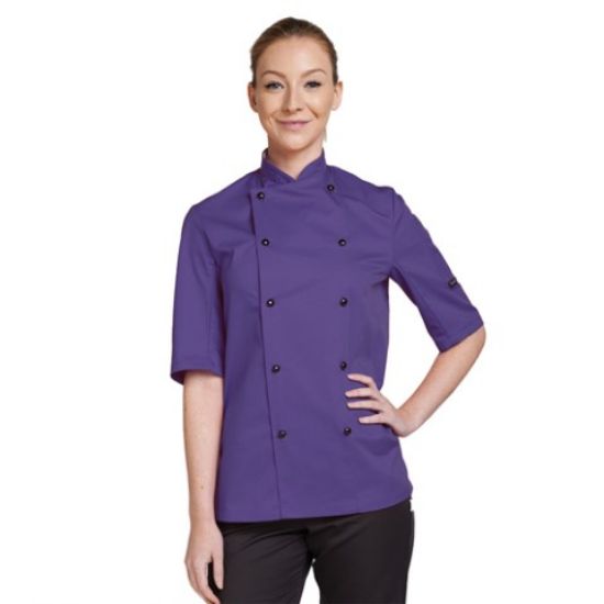 CHEF JACKET SHORT SLEEVE WITH STUD CAPS XXLARGE PURPLE
