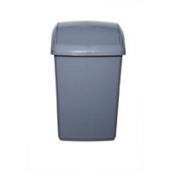 Whitefurze Swing Top Bin 50l 38x67x34cm Silver