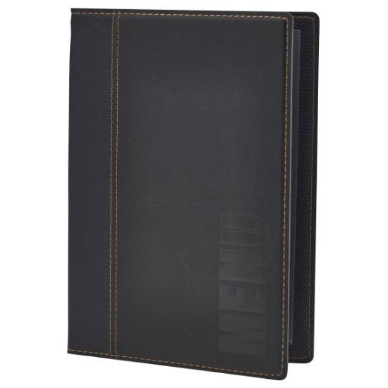Contemporary A5 Menu Holder Black With Embedded Menu Text 4 Pages
