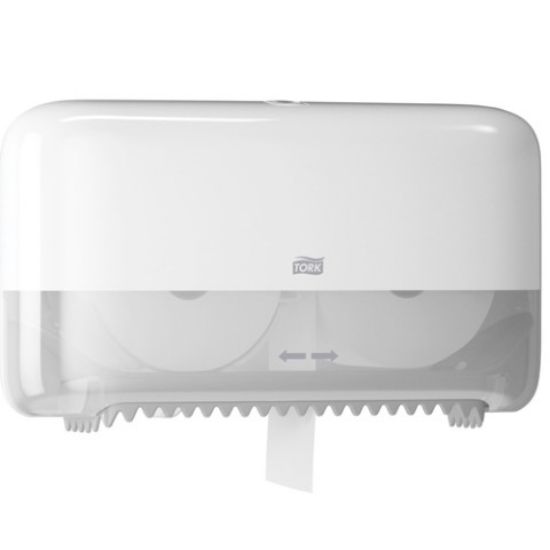 Tork Twin Coreless Mid-Sized Toilet Roll Dispenser White Plastic