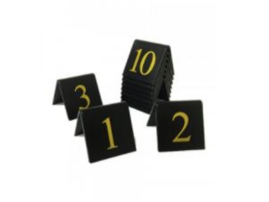 GOLD ON BLACK 50MM TABLE NUMBERS 1-10
