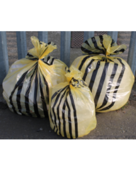 Clinical Yellow Tiger Striped Sacks 14" X 28" X 34" 90l (500)