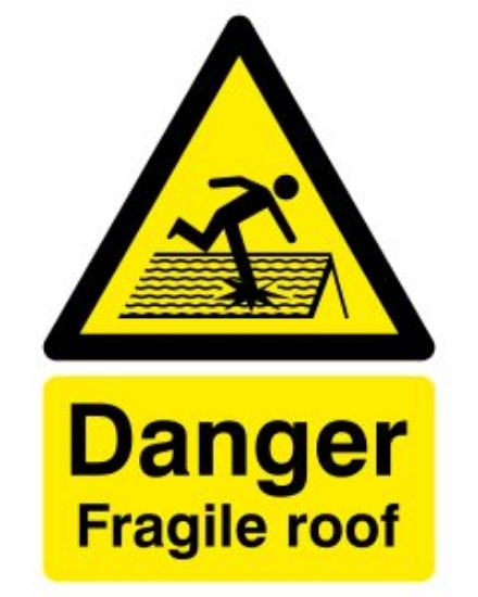 Danger Fragile Roof 297x210 Rigid *p