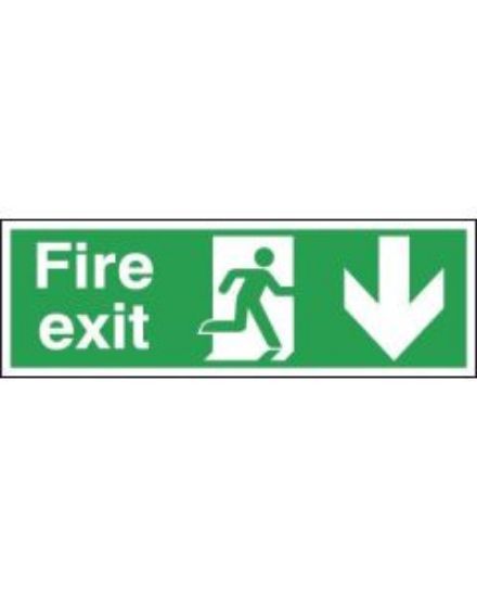 Fire Exit Sign With Running Man & Arrow Down 150x450mm