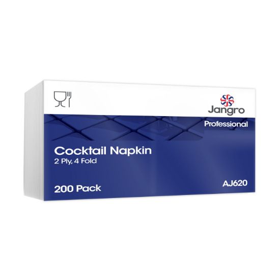 Professional Cocktail Napkin 23cm X 23cm White 2 Ply (Pack of 200)
