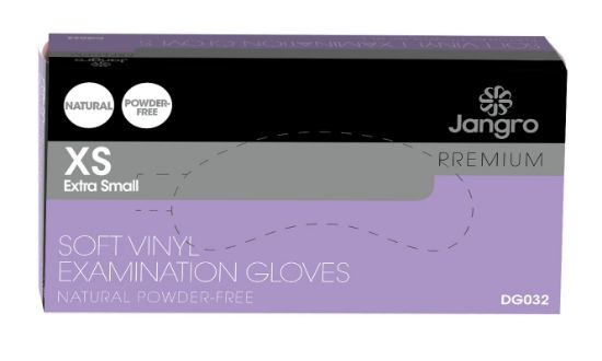 Jangro Soft Vinyl Examination Glove Powder Free Clear XSmall (Pack Of 100)