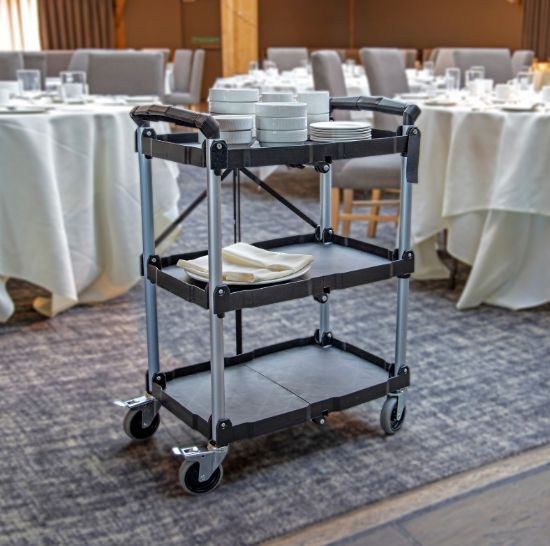 Folding Catering Trolley 3 Tier 66x40x84cm