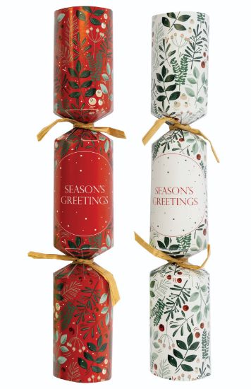 2025 Red And White Foilage 10" Christmas Crackers (Case Of 100)