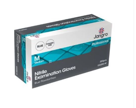 Jangro Professional Examination Nitrile Blue Powder Free Gloves Small (Pack of 200)