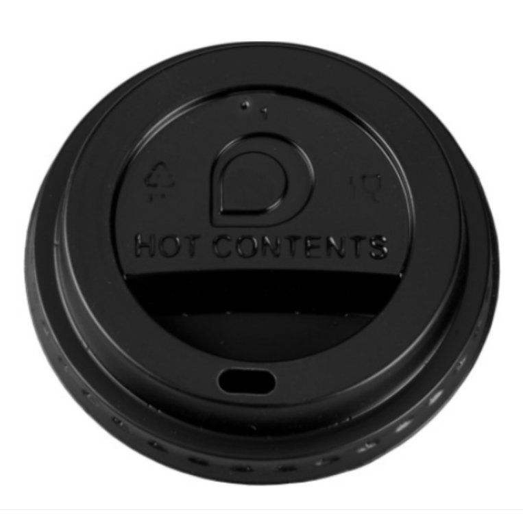 Domed CPLA Sip Thru Lid Black For 10-20oz Dispo Ripple Cup (Pack Of 100)