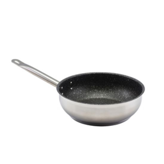 Genware Non Stick Teflon Stainless Steel Sauteuse Pan 24cm