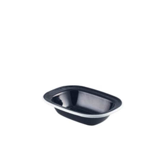 Enamel Pie Dish Black With White Rim 16cm (12)