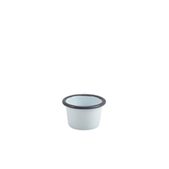 Enamel Ramekin White With Grey Rim 7cm Dia 90ml/3.2oz (12)