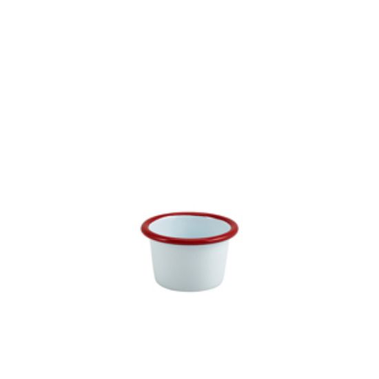 Enamel Ramekin White With Red Rim 7cm Dia 90ml/3.2oz (12)