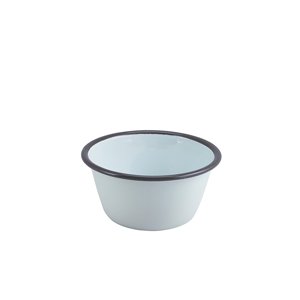 Enamel Round Deep Pie Dish White With Grey Rim 12cm (12)