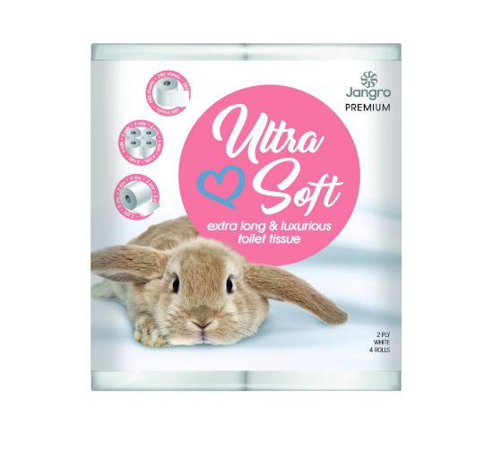 Jangro Premium Bunnies Pure Ultra Soft Toilet Tissue 280 Sht 2ply 4 Pack (Case of 40)