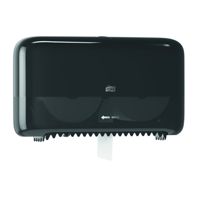 Tork Twin Coreless Mid-Size Toilet Roll Dispenser Black Plastic *p