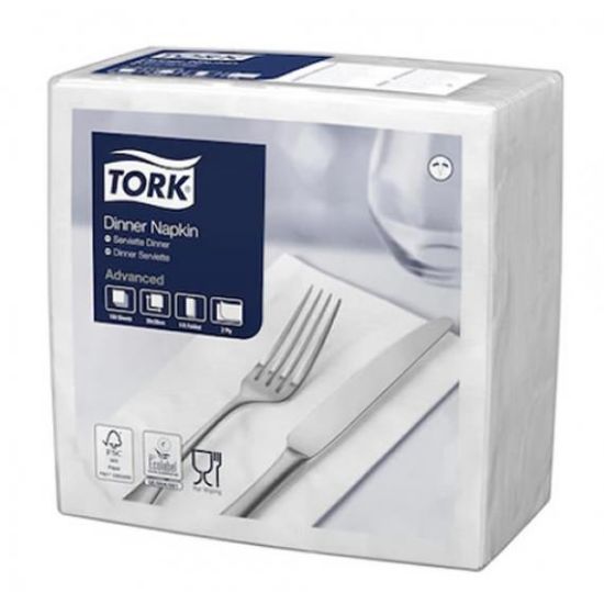Tork Dinner Napkin 39cm 2ply 8 Fold White (Pack of 150)