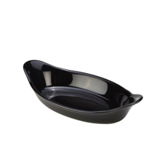 Genware Stoneware Black Oval Eared Dish 22cm/8.5 (4)