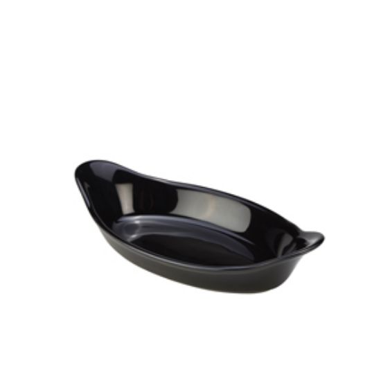Genware Stoneware Black Oval Eared Dish 16.5cm/6.5 (6)