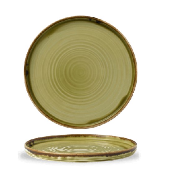 CASE OF 6 HARVEST GREEN WALLED PLATE 10 2/8"