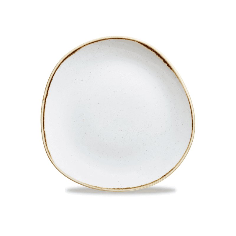 CASE OF 6 STONECAST BARLEY WHITE ROUND TRACE PLATE 10 3/8"