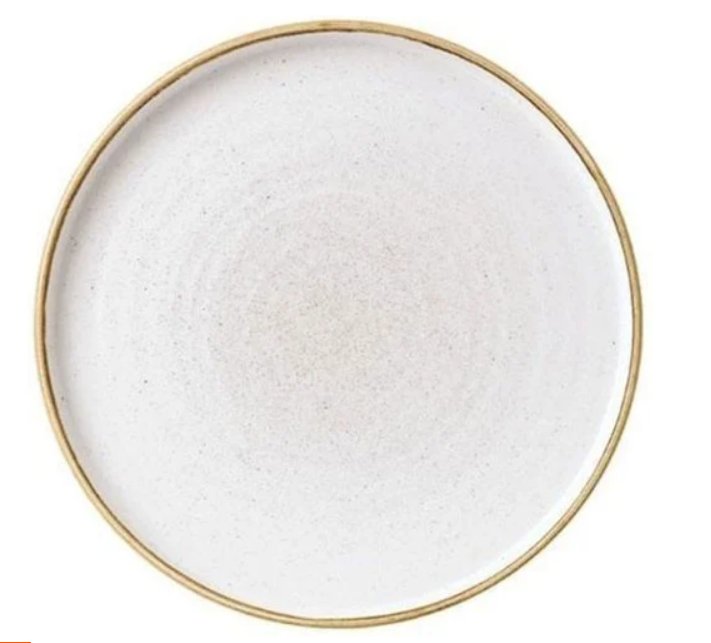 CASE OF 6 STONECAST BARLEY WHITE WALLED PLATE 8 1/4"